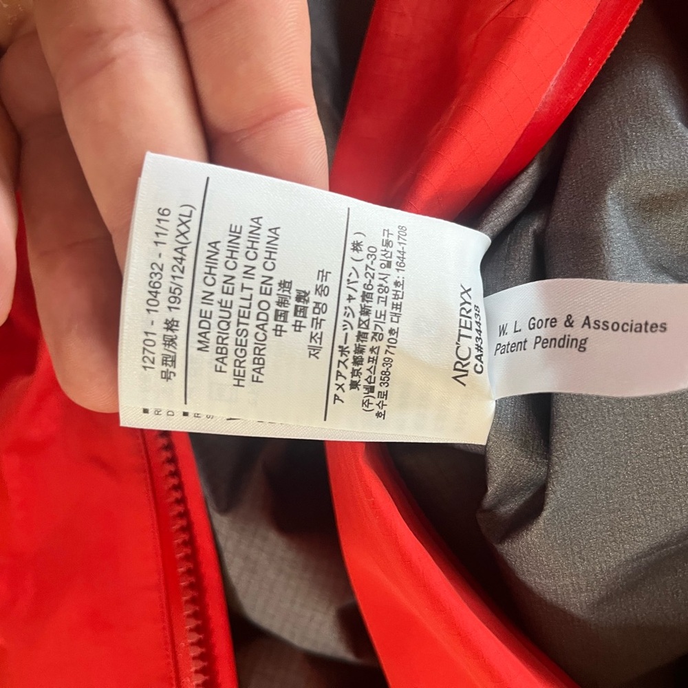 Arc'teryx Men's Beta AR Jacket Goretex Pro RED Full Zip Hooded Shell XXL - Picture 6 of 8